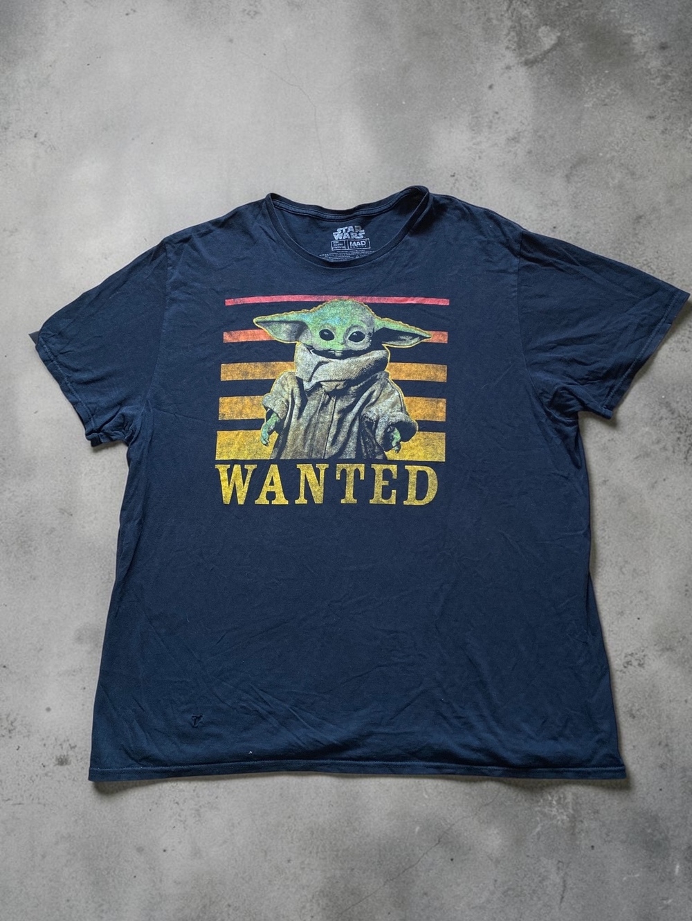 Star Wars Mens T Shirt 2XL Regular Navy Cotton Baby Yoda Wanted Graphic Tee